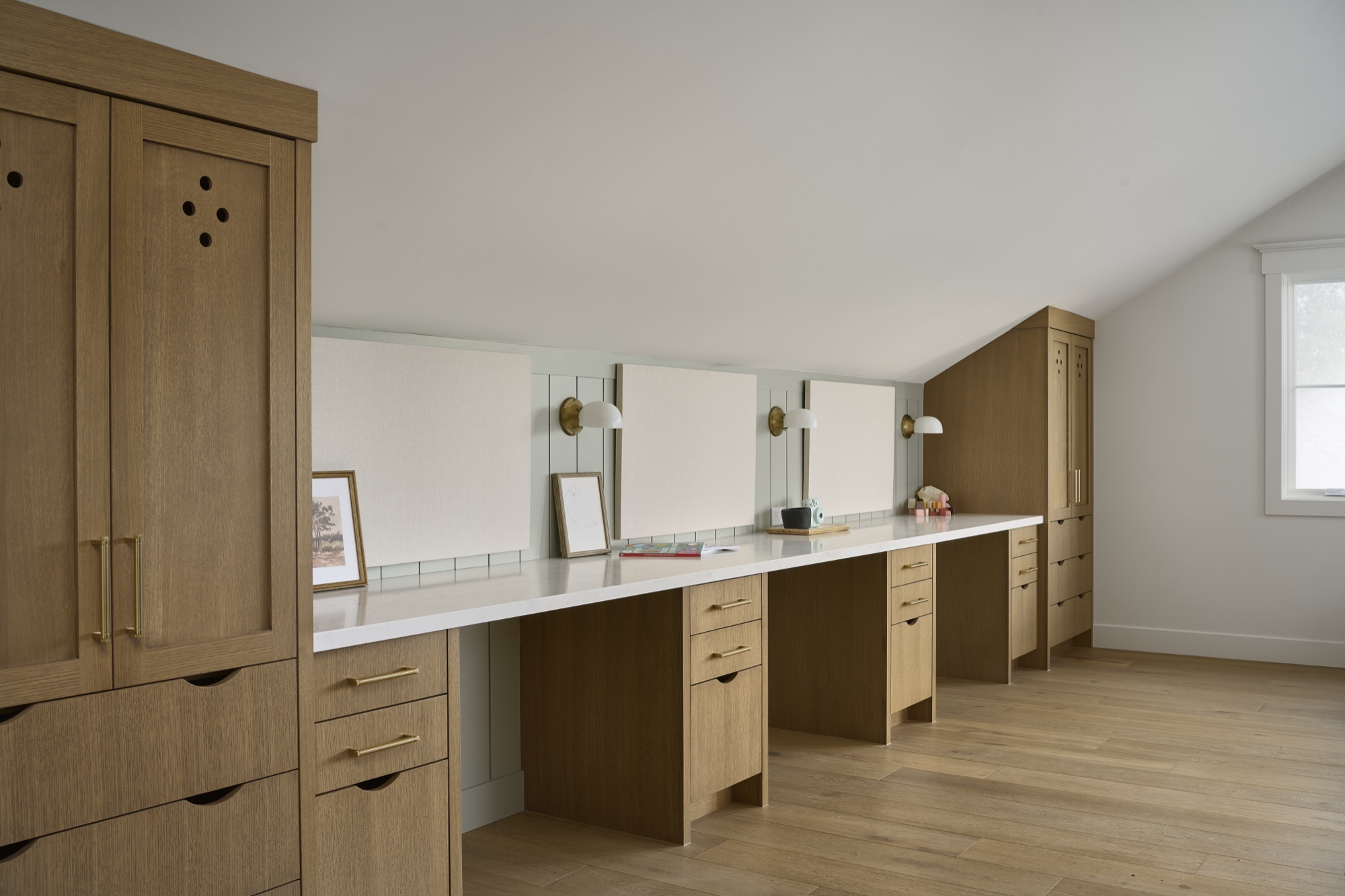 Colorful built-in storage in the Paisano Circle playroom